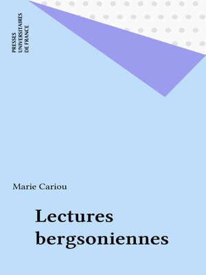 cover image of Lectures bergsoniennes
